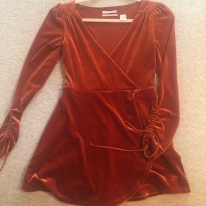 Urban outfitters orange velvet romper